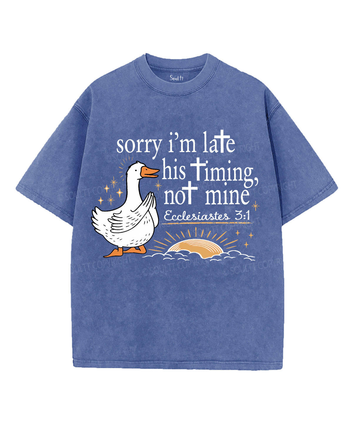 Sorry I'm Late Unisex Washed Christian T-shirt