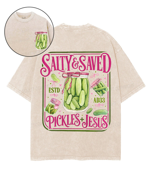 Salty & Saved Double Sided Unisex Washed Christian T-shirt