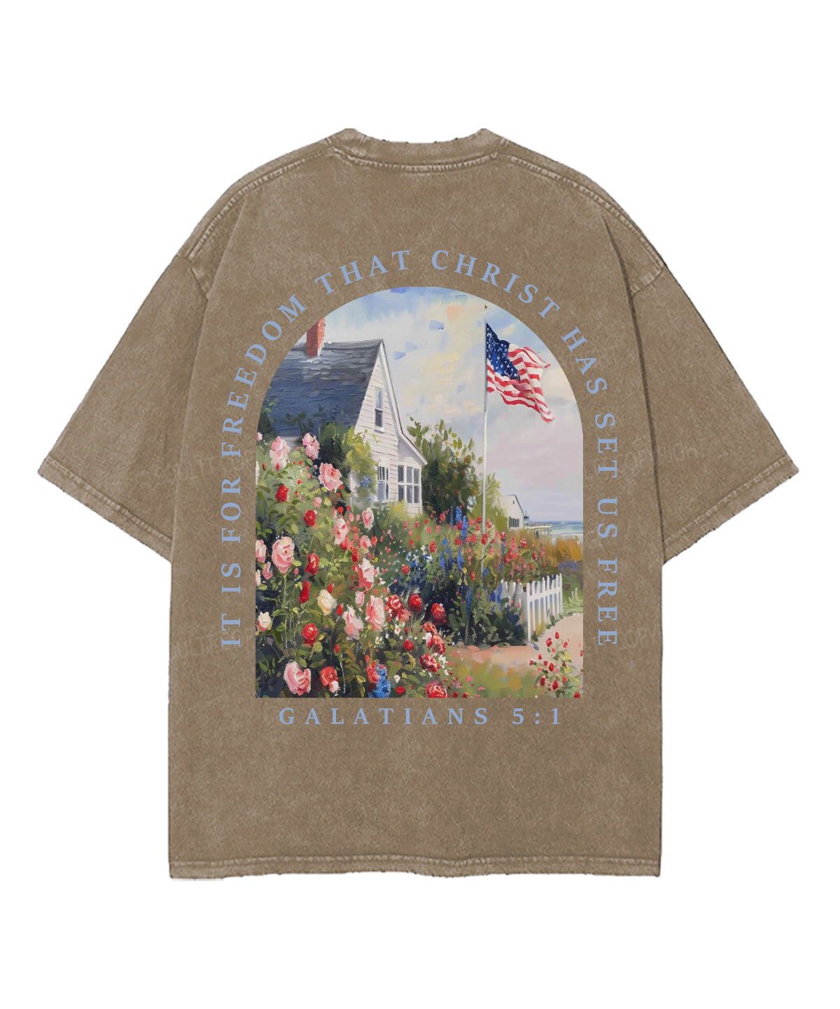 Christ Has Set Us Free Double Sided Unisex Washed Christian T-shirt