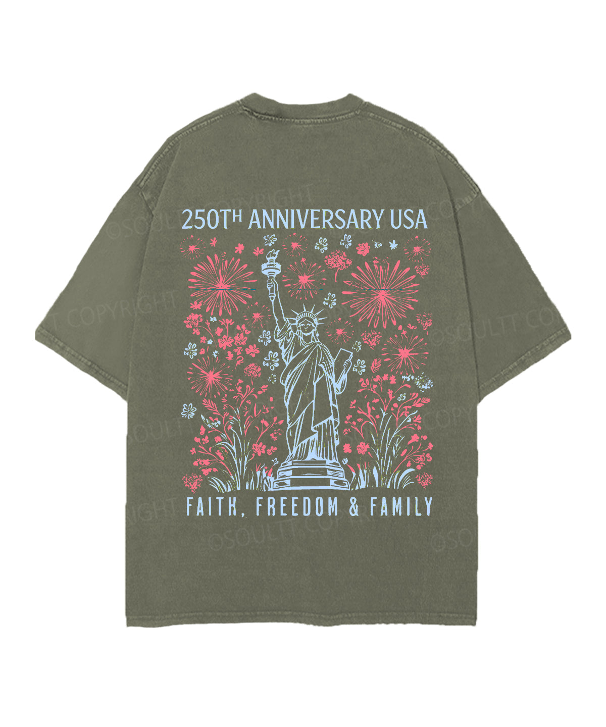 250 Years America Anniversary Double Sided Unisex Christian Washed T-Shirt & Shorts
