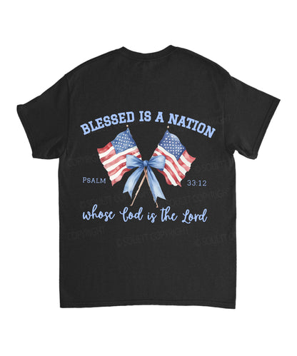 Blessed Is A Nation Whose god Is The Lord Double Sided Unisex Cotton Christian T-Shirt