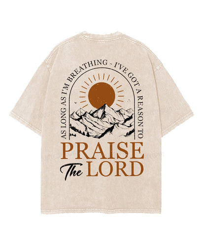 Praise The Lord Double Sided Unisex Washed Christian T-shirt