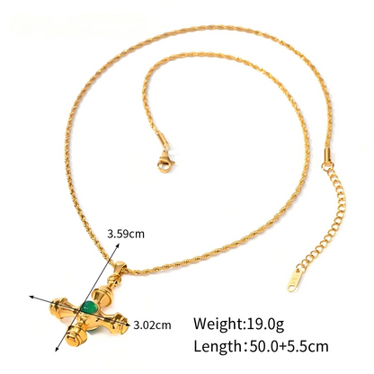 Natural Tiger's Eye Stone Cross Necklace
