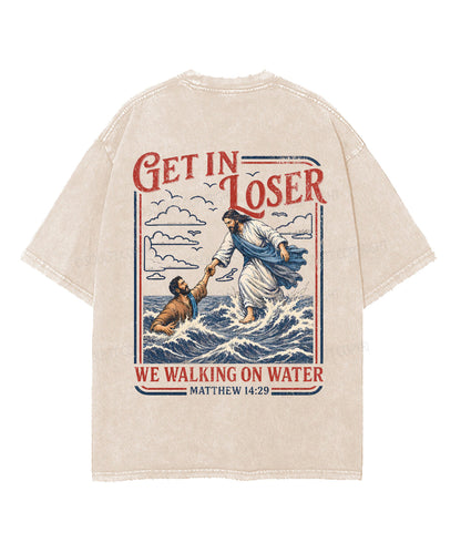 We're Walking On Water Double Sided Unisex Washed Christian T-shirt