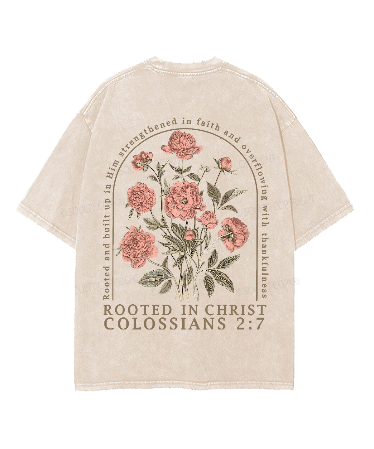 Rooted In Christ Double Sided Unisex Washed Christian T-shirt