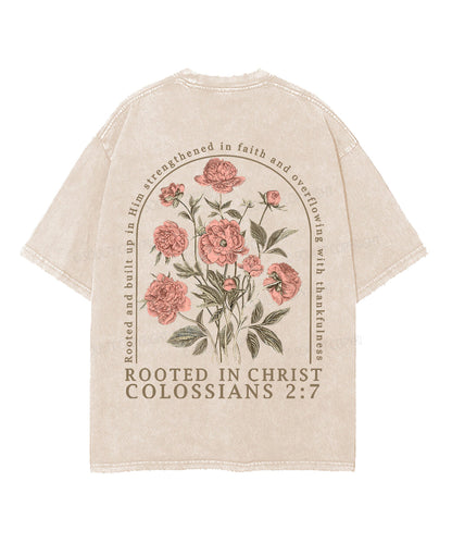 Rooted In Christ Double Sided Unisex Washed Christian T-shirt