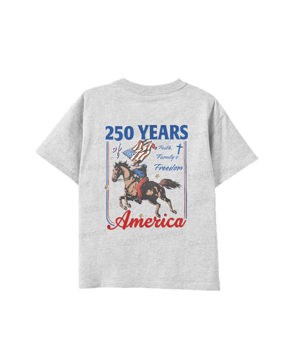 Kids 250 Years America Anniversary Double Sided Cotton Christian T-shirt