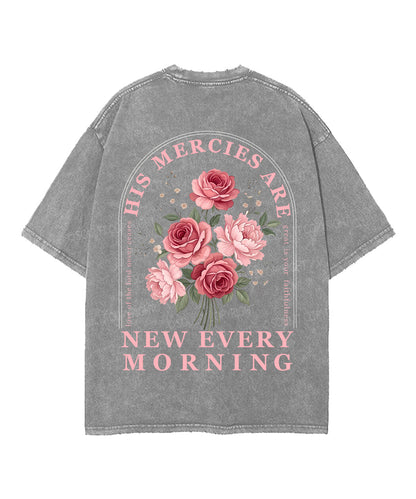 His Mercies Are New Every Morning Double Sided Unisex Washed Christian T-shirt