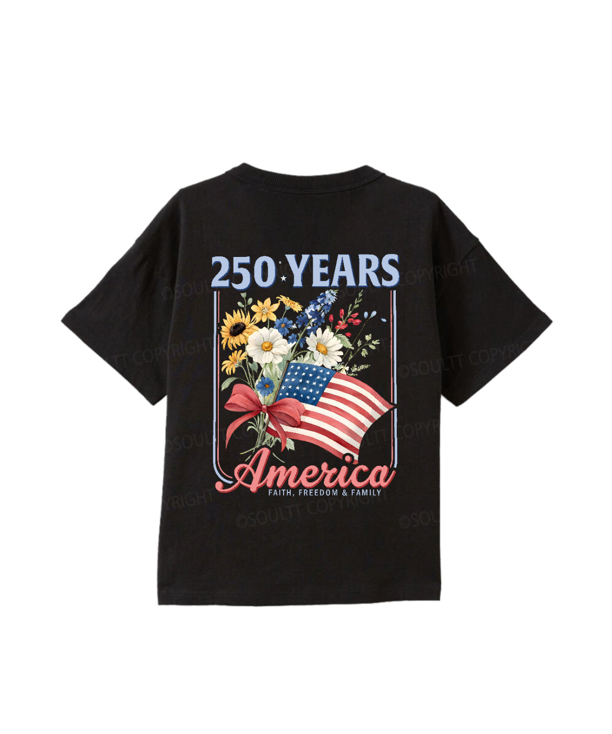 Kids 250 Years America Anniversary Double Sided Cotton Christian T-shirt