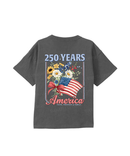 Kids 250 Years America Anniversary Double Sided Cotton Christian T-shirt
