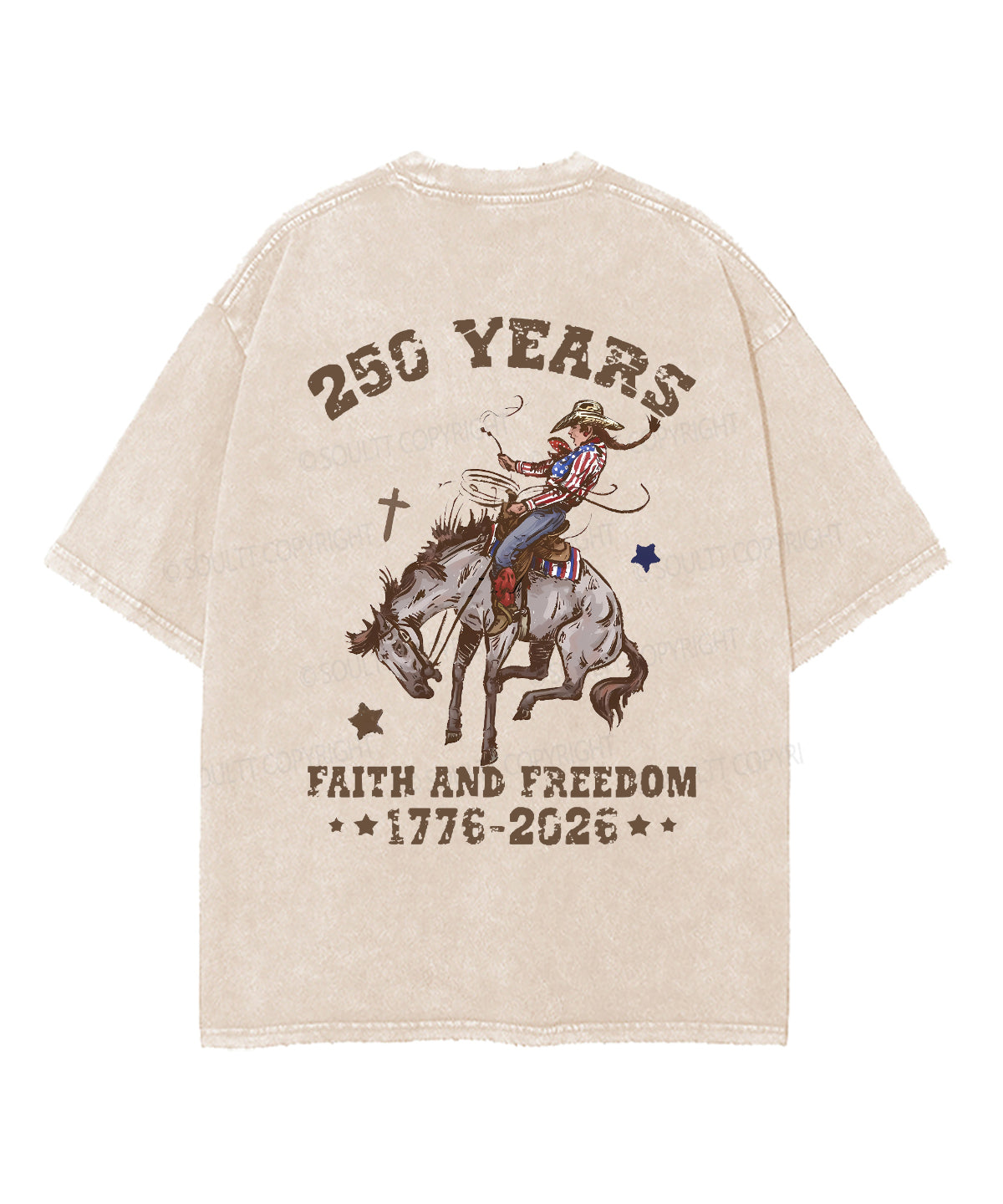 250 Years America Anniversary Double Sided Unisex Washed Christian T-shirt