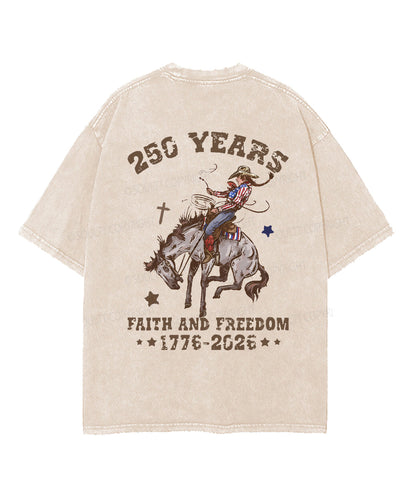 250 Years America Anniversary Double Sided Unisex Washed Christian T-shirt