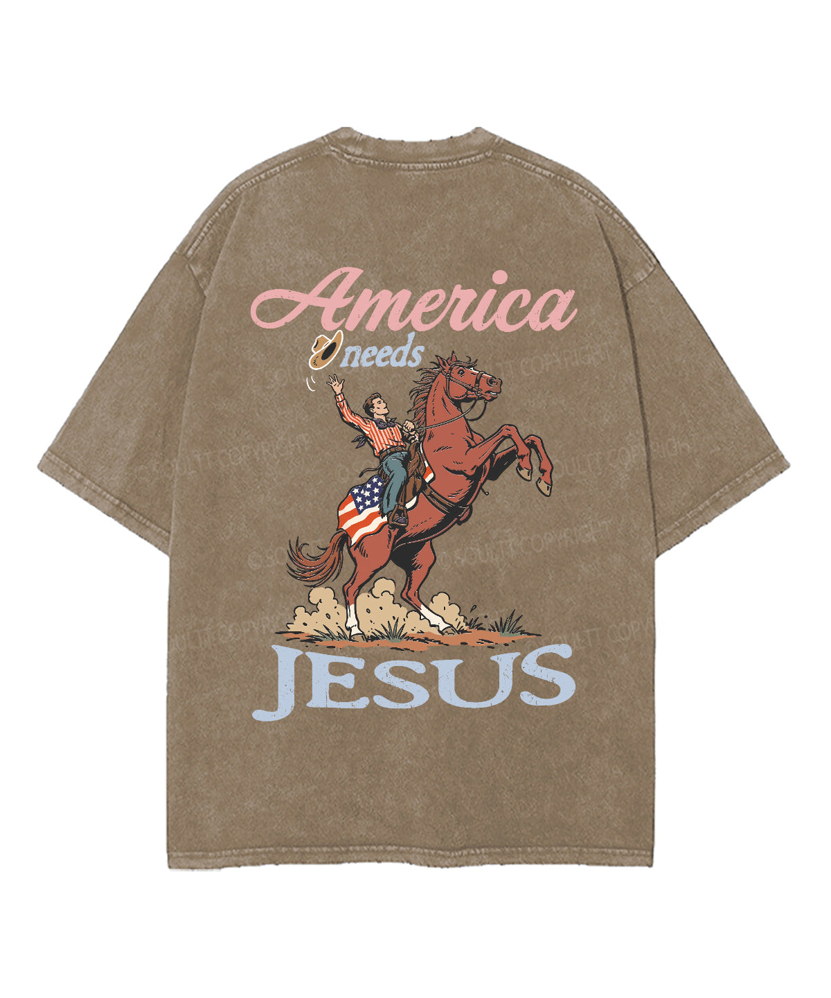 America Needs Jesus Double Sided Unisex Washed Christian T-shirt