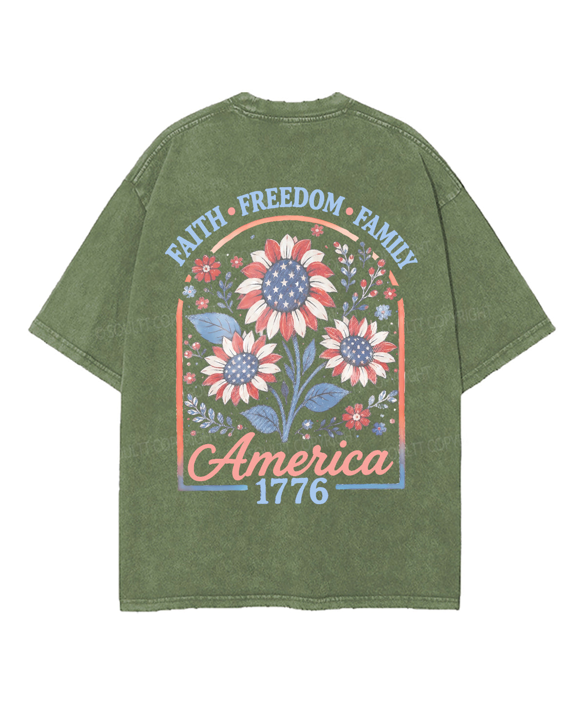 Faith • Freedom • Family Double Sided Unisex Washed Christian T-shirt