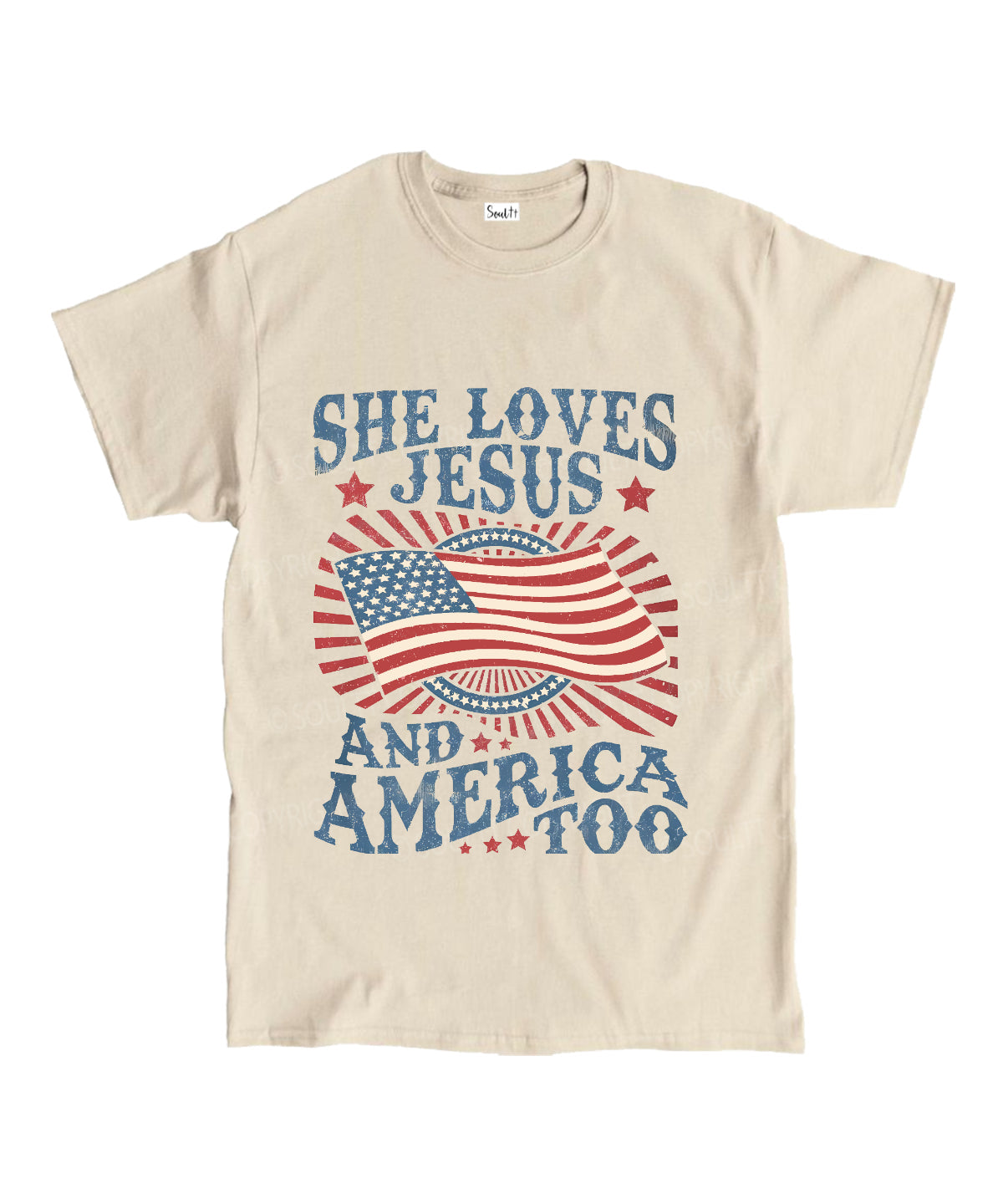 She Loves Jesus And America Too Unisex Cotton Christian T-Shirt
