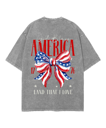 God Bless America Double Sided Unisex Washed Christian T-shirt