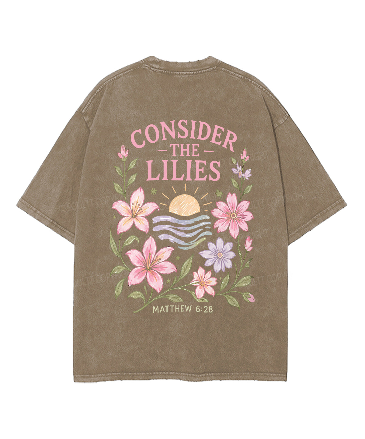 Consider The Lilies Double Sided Unisex Washed Christian T-shirt