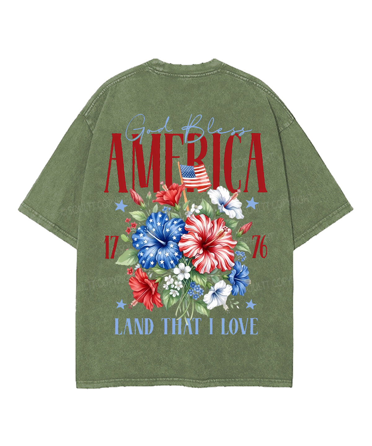 God Bless America Double Sided Unisex Washed Christian T-shirt