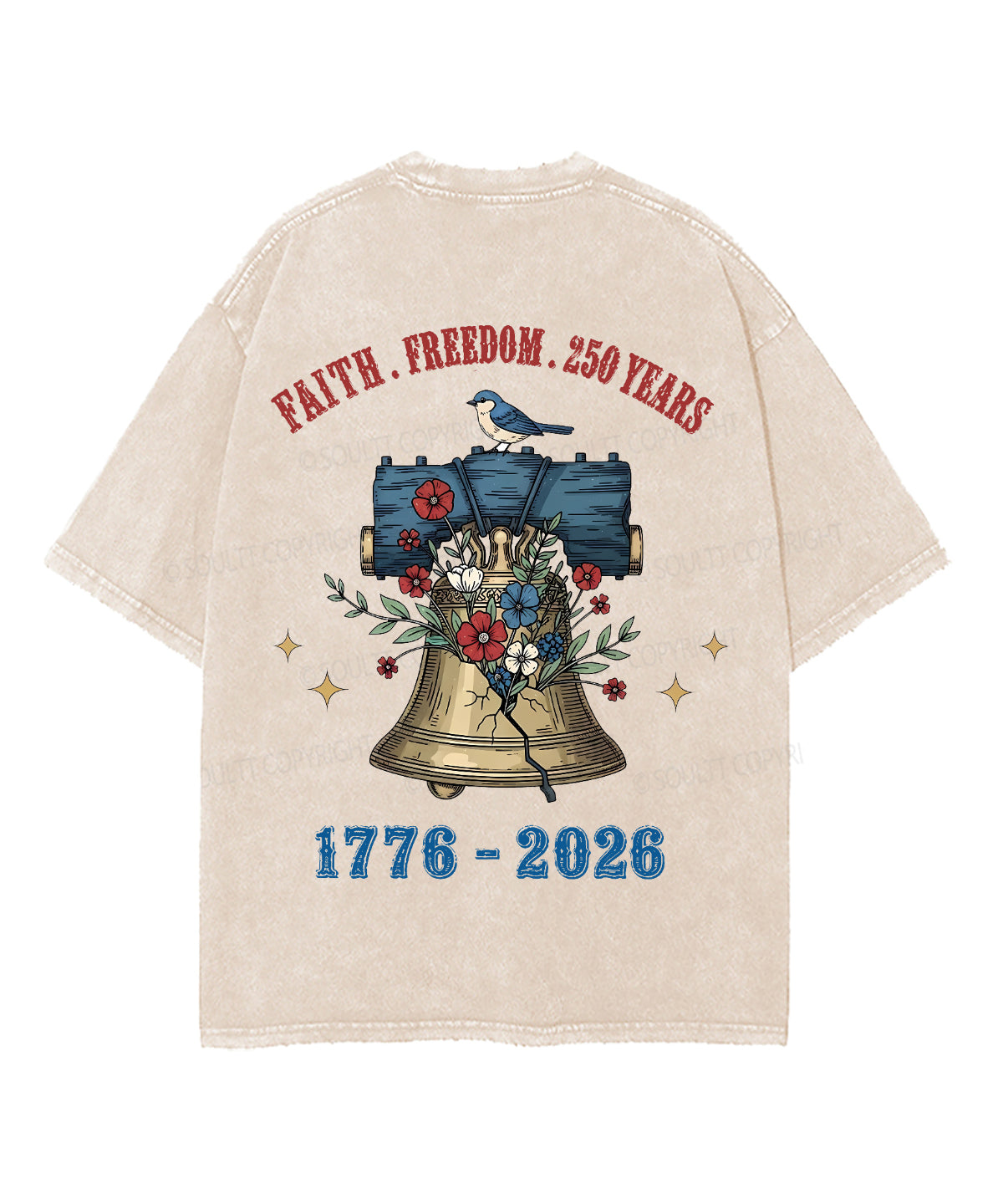 250 Years America Anniversary Double Sided Unisex Washed Christian T-shirt