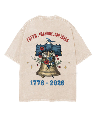 250 Years America Anniversary Double Sided Unisex Washed Christian T-shirt