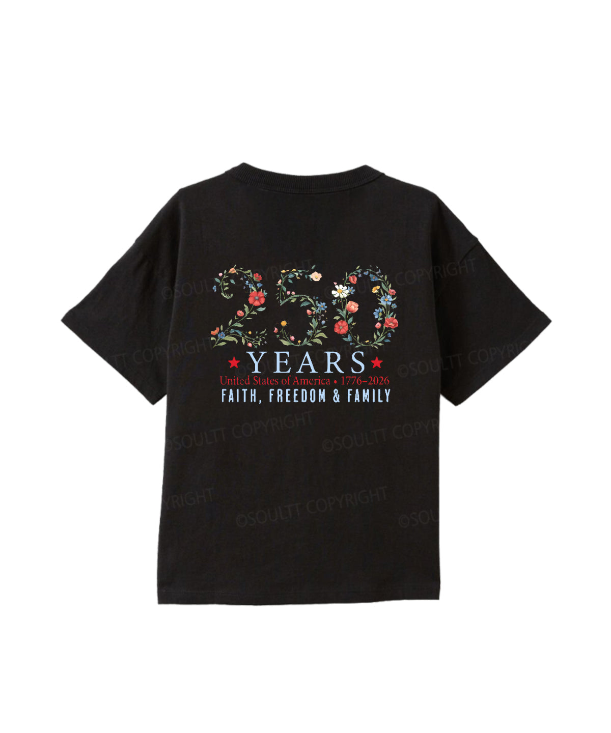 Kids 250 Years America Anniversary Double Sided Cotton Christian T-shirt