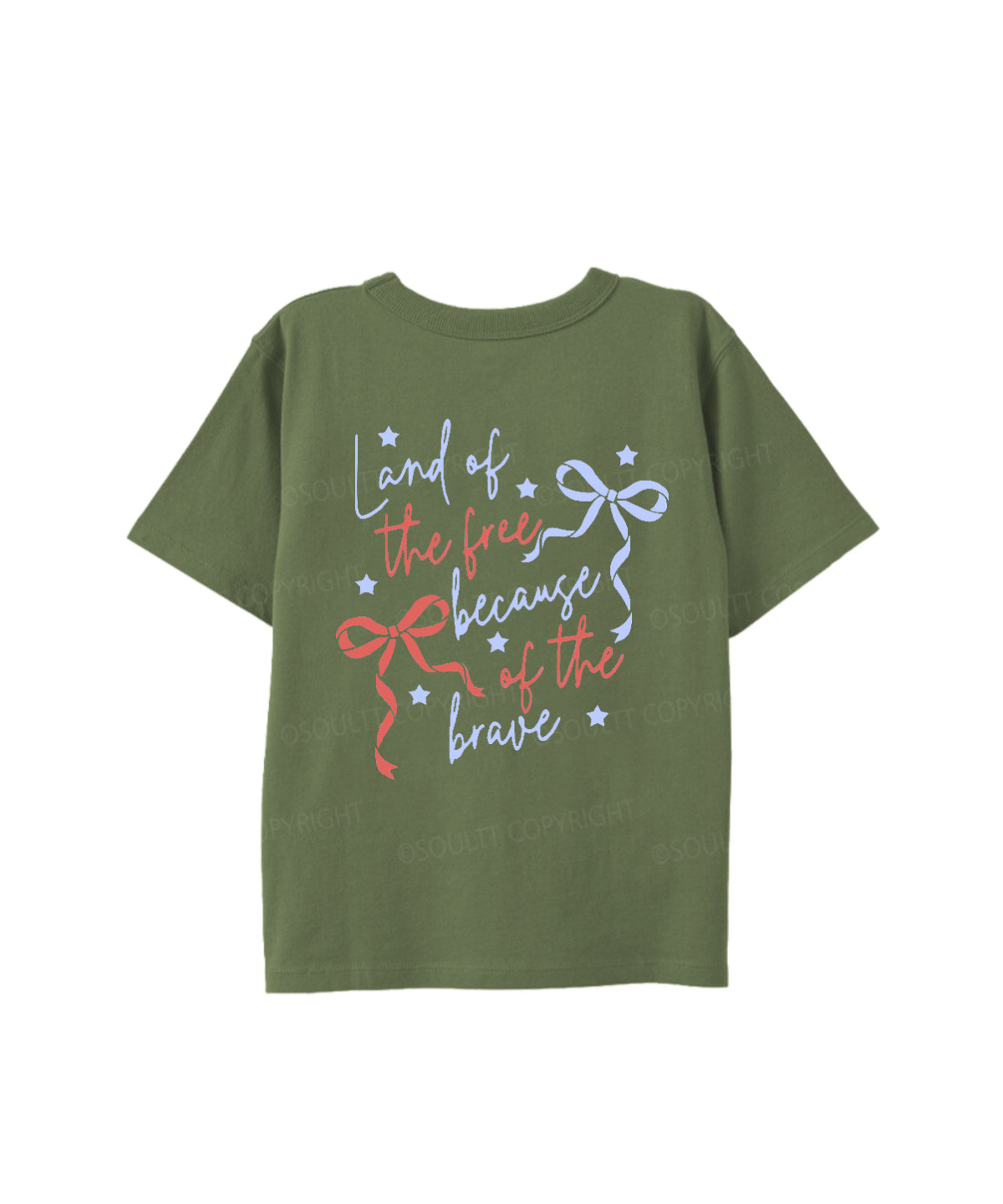 Kids Land Of The Free Because Of The Brave Double Sided Cotton Christian T-shirt