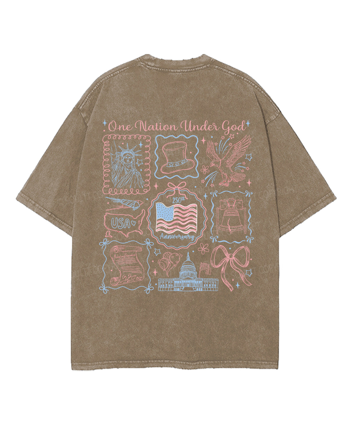 One Nation Under God Double Sided Unisex Washed Christian T-shirt