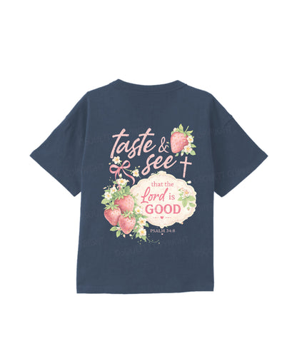 Kids The Lord Is Good Double Sided Cotton Christian T-shirt