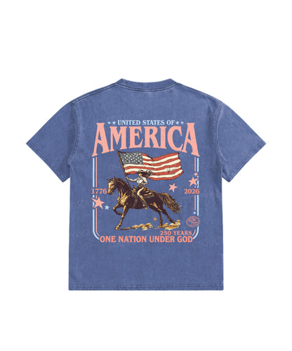 Kids One Nation Under God Double Sided Washed Christian T-shirt