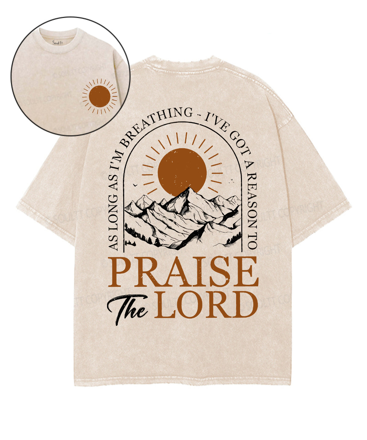 Praise The Lord Double Sided Unisex Washed Christian T-shirt
