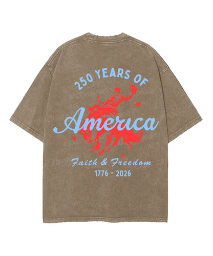 250 Years America Anniversary Double Sided Unisex Washed Christian T-shirt
