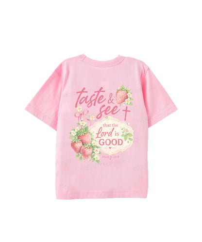 Kids The Lord Is Good Double Sided Cotton Christian T-shirt