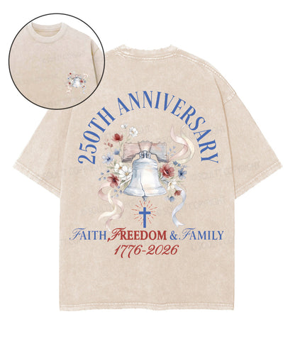250 Years America Anniversary Double Sided Unisex Washed Christian T-shirt