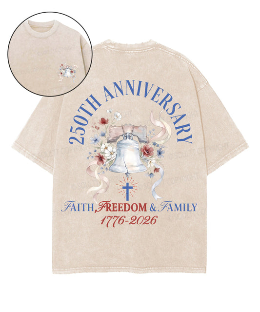 250 Years America Anniversary Double Sided Unisex Washed Christian T-shirt
