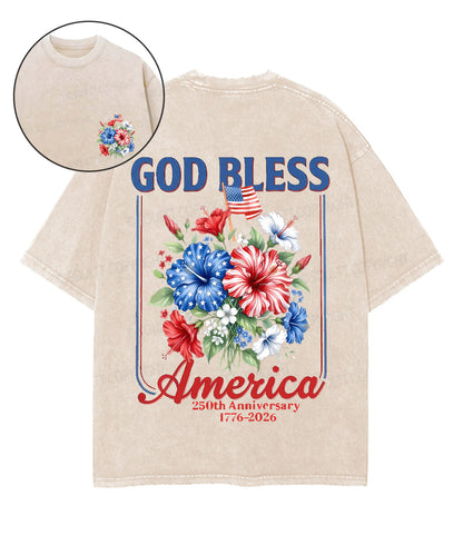 God Bless America Double Sided Unisex Washed Christian T-shirt