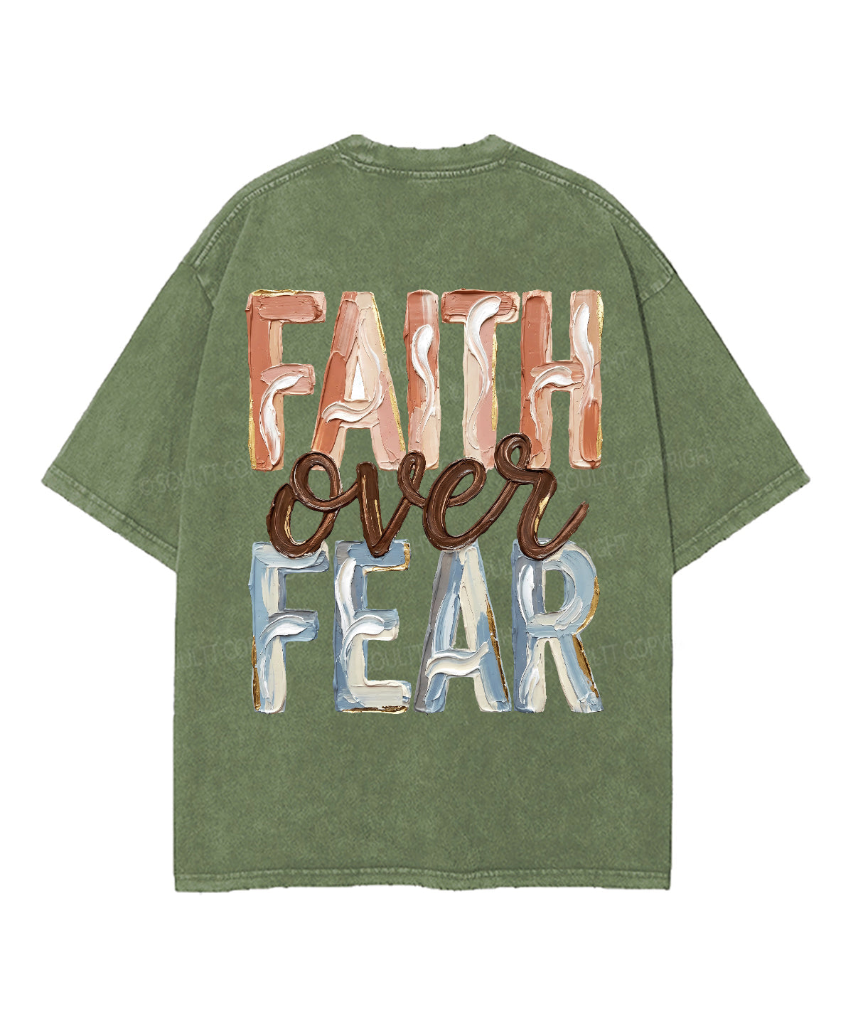 Faith Over Fear Double Sided Unisex Washed Christian T-shirt