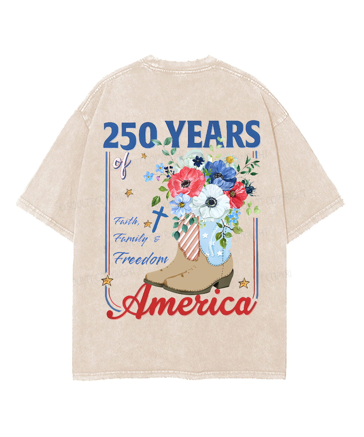 250 Years America Anniversary Double Sided Unisex Washed Christian T-shirt
