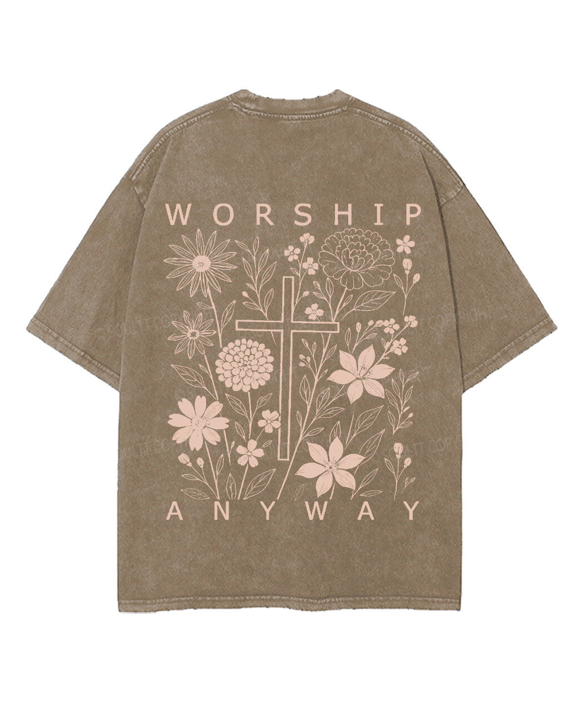 Worship Anyway Double Sided Unisex Washed Christian T-shirt