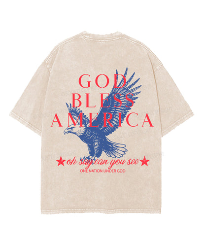 God Bless America Double Sided Unisex Washed Christian T-shirt