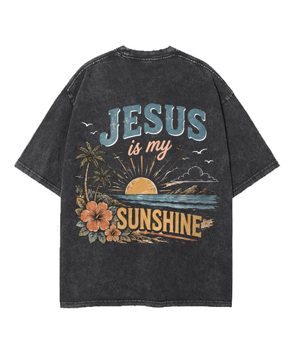 Jesus Is My Sunshine Double Sided Unisex Washed Christian T-shirt