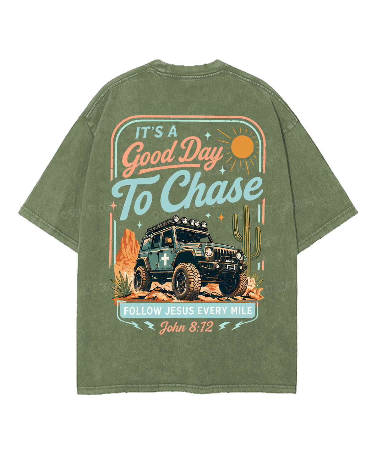 Follow Jesus Every Mile Double Sided Unisex Washed Christian T-shirt