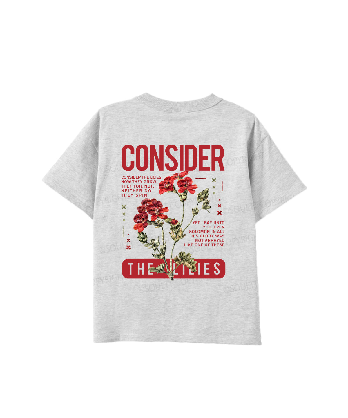 Kids Consider The Lilies Double Sided Cotton Christian T-shirt