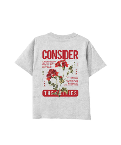 Kids Consider The Lilies Double Sided Cotton Christian T-shirt