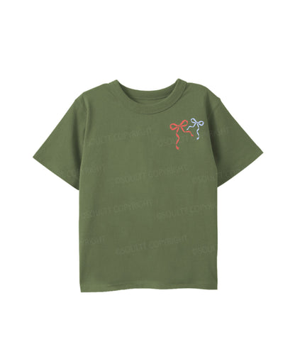Kids Land Of The Free Because Of The Brave Double Sided Cotton Christian T-shirt