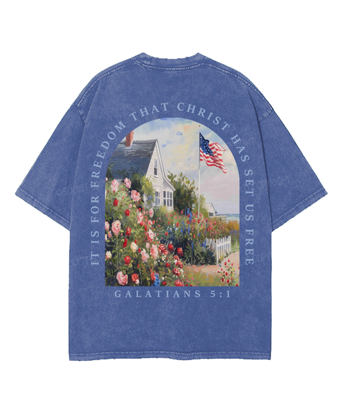 Christ Has Set Us Free Double Sided Unisex Washed Christian T-shirt