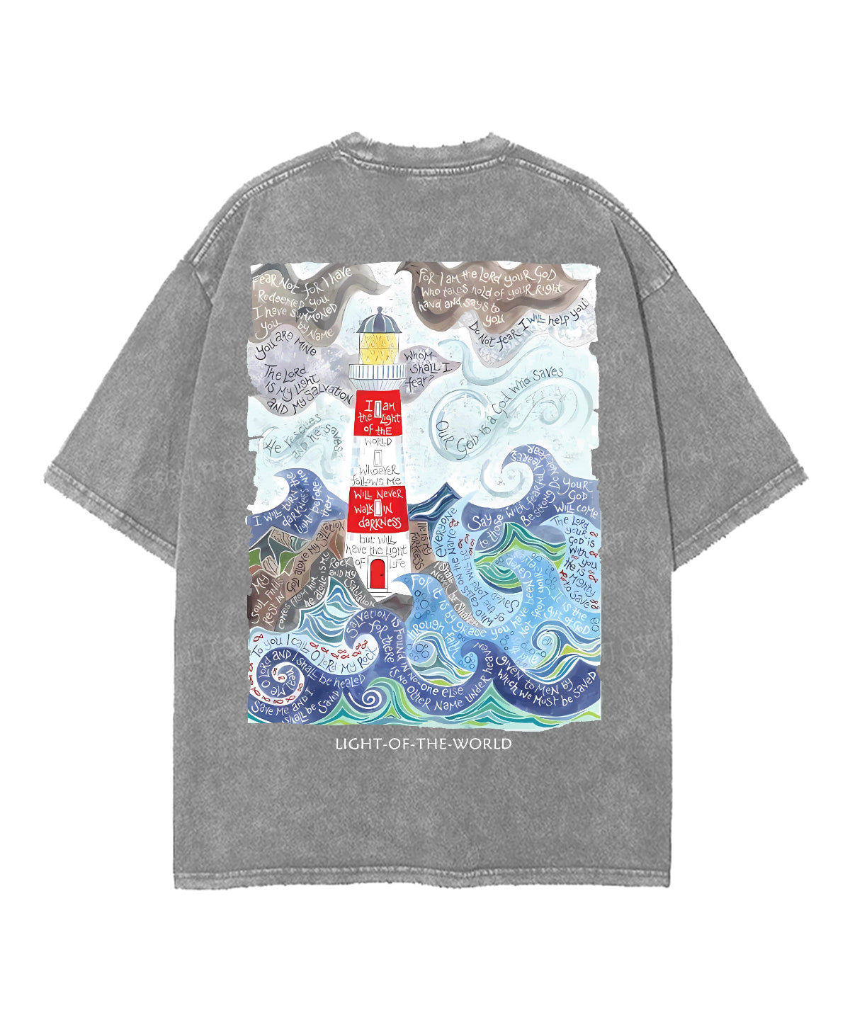 Light Of The World Double Sided Unisex Washed Christian T-shirt