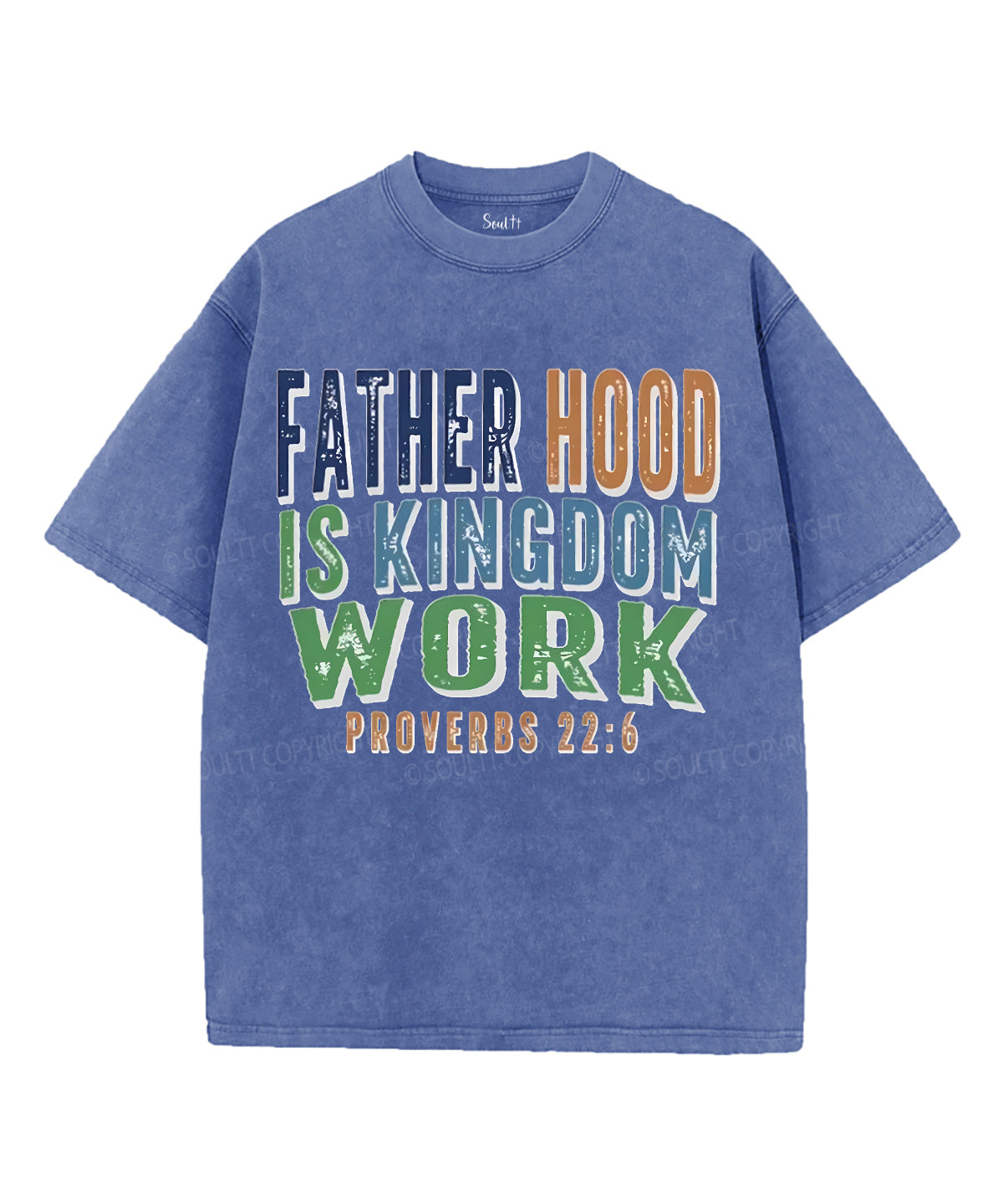 Fatherhood Is Kingdom Work Unisex Washed Christian T-shirt