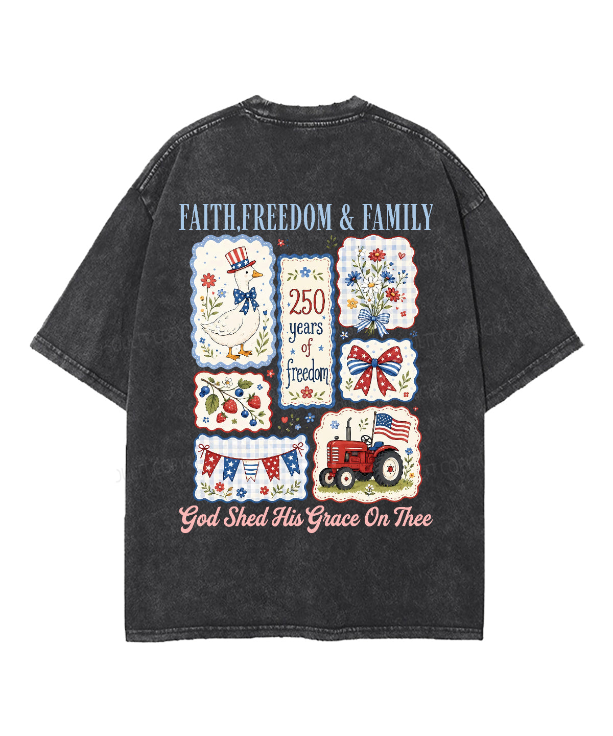 Faith • Freedom • Family Double Sided Unisex Washed Christian T-shirt