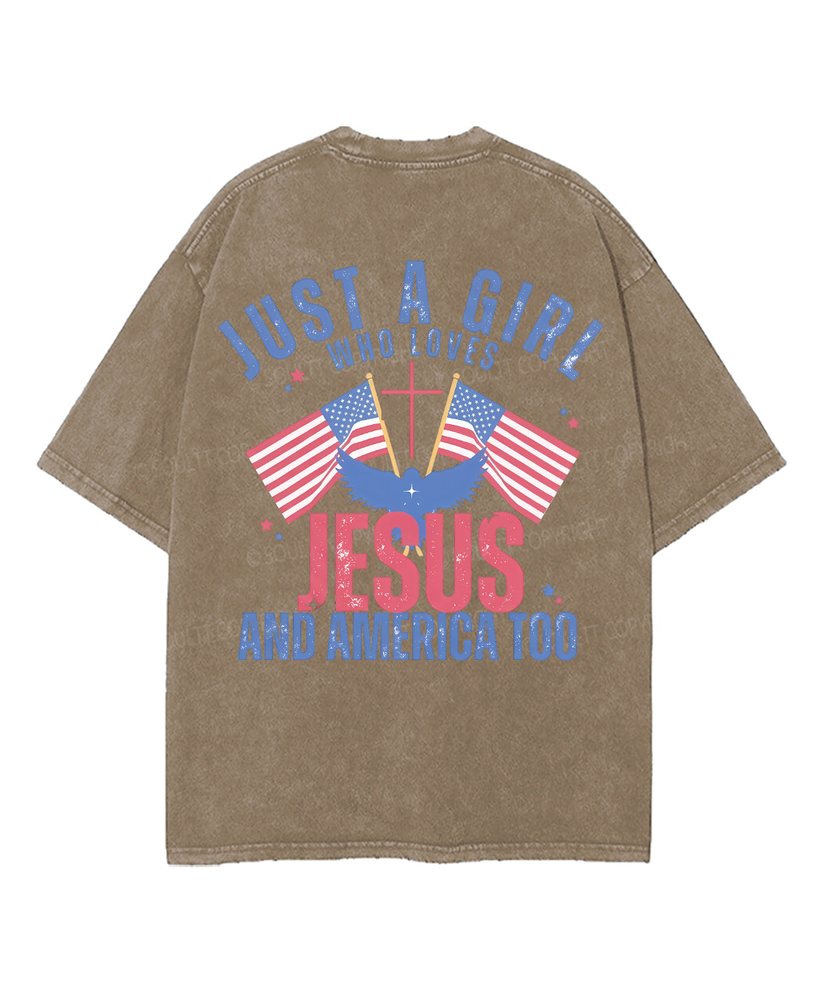 Just A Girl Who Loves Jesus And America Too Double Sided Unisex Washed Christian T-shirt