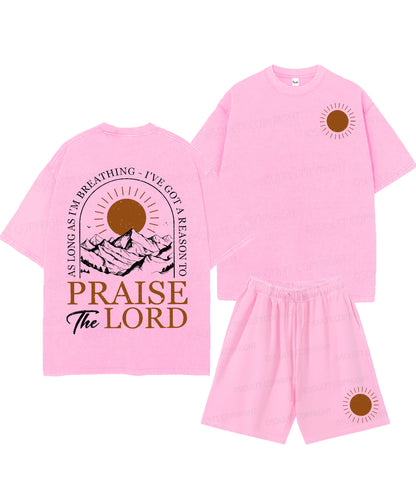 Praise The Lord Double Sided Unisex Christian Washed T-Shirt & Shorts